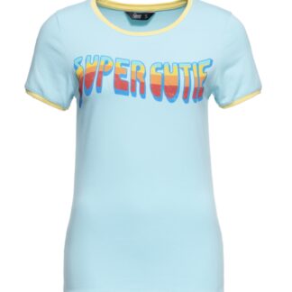 Majica Super Cutie plava u stilu 70-tih, 92% pamuka, 8% elastena.
