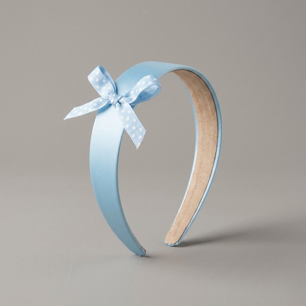 baby-blue-satin-headband-histeria-concept-store.jpg Charming satin Baby Blue Hairband with a polka-dot bow by Histeria concept store.
