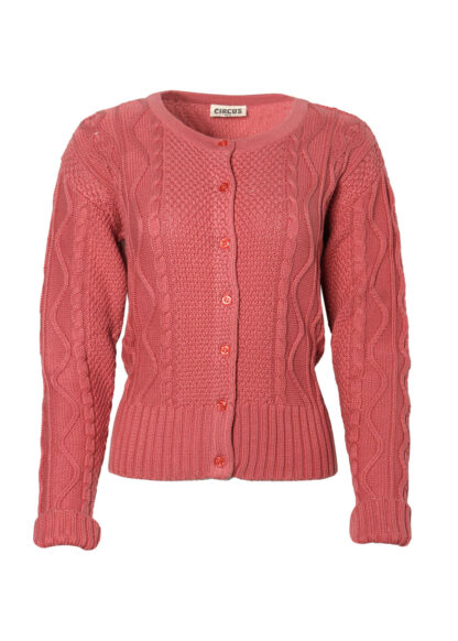 Džemper rozi sa dugmetima od 100% ekološkog pamuka.