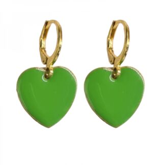 Naušnice zeleno srce od emajla. Elegantne i decentno upadljive naušnice za romantičan look.