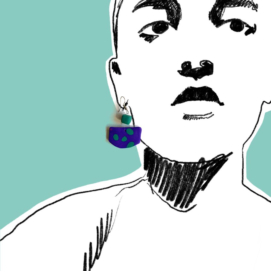 ljubicaste-nausnice-violet-dream-histeria.jpg Ručno rađene naušnice Violet Dream od polimerne gline u tamnoljubičastoj boji.