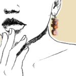 Ručno rađene dugačke naušnice Tibet od polimerne gline s mramornim efektom u breskvastim i ljubičastim tonovima.