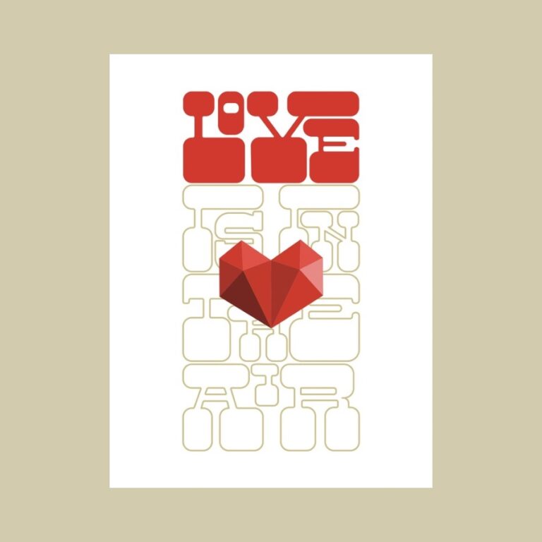 A beautiful artistic illustration on the Postcard Love Is In The Air, available at Histeria concept store.