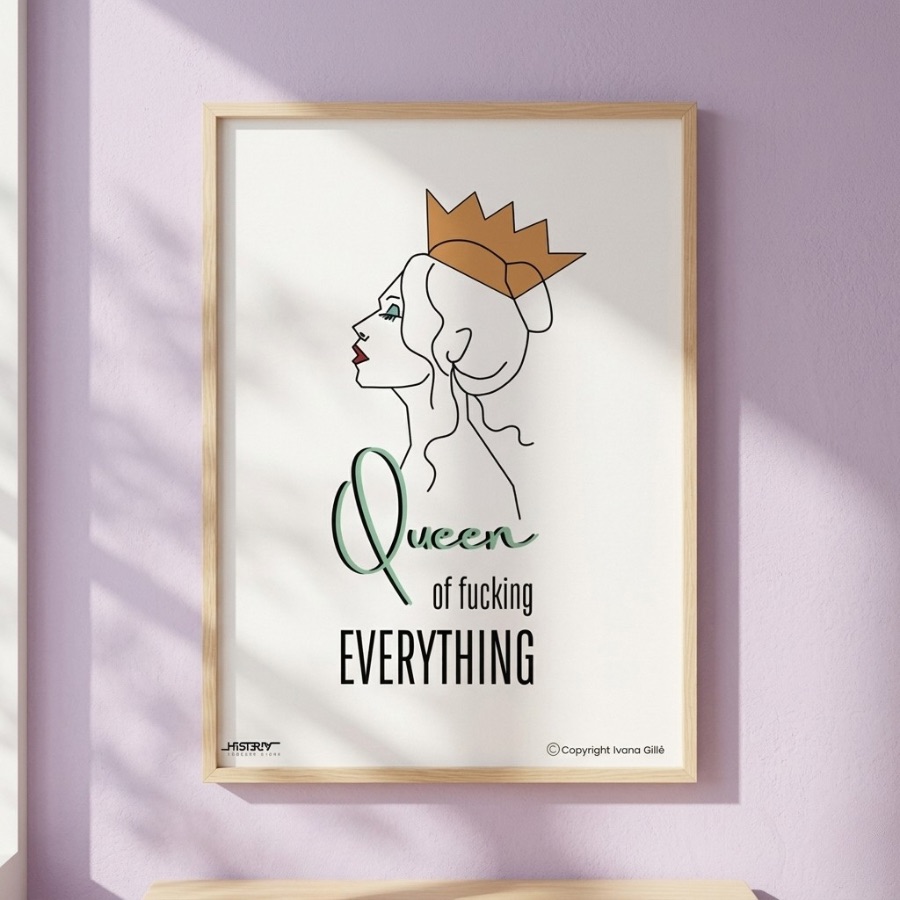 print-queen-minimalist-art-print-histeria-concept-store.jpg A minimalist line art Print Queen illustration featuring a woman in a crown, curated by Histeria Concept Store.